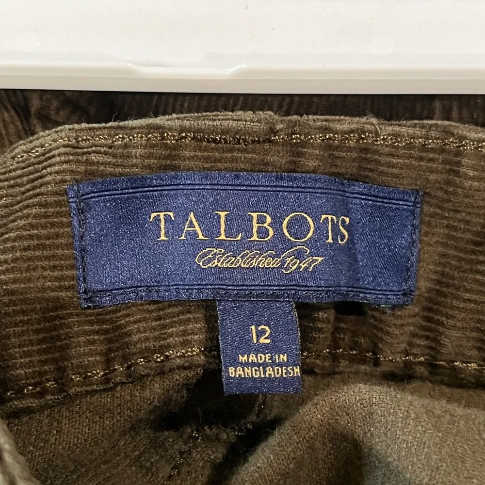 TALBOTS Dark Brown STRETCH Corduroy Straight-Leg Pants WOMEN SIZE 12